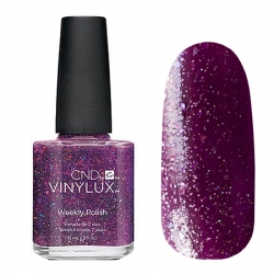 CND Vinylux №202 Nordic Lights - Лак для ногтей 15 мл плотный бордово-фиолетовый оттенок с разноцветными блестками.