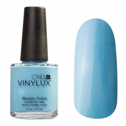 CND Vinylux №102 Azure Wish - Лак для ногтей 15 мл небесно-голубой с серебряным микроблеском, плотный.