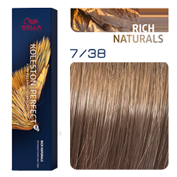 Wella Koleston Perfect ME+ Rich Naturals - Крем-краска для волос 7/38 Блонд золотой жемчуг 60 мл