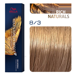 Wella Koleston Perfect ME+ Rich Naturals - Крем-краска для волос 8/3 Светлый блонд золотистый 60 мл