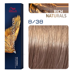 Wella Koleston Perfect ME+ Rich Naturals - Крем-краска для волос 8/38 Светлый блонд золотой жемчуг 60 мл