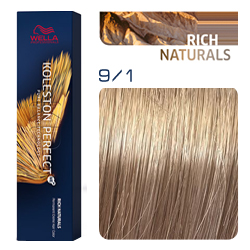 Wella Koleston Perfect ME+ Rich Naturals - Крем-краска для волос 9/1 Очень светлый блонд пепельный 60 мл