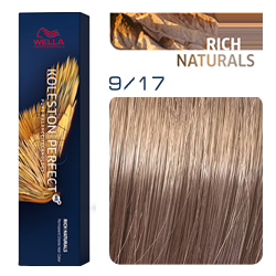 Wella Koleston Perfect ME+ Rich Naturals - Крем-краска для волос 9/17 Очень светлый блонд пепельно-коричневый 60 мл