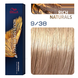 Wella Koleston Perfect ME+ Rich Naturals - Крем-краска для волос 9/38 Очень светлый блонд золотой жемчуг 60 мл