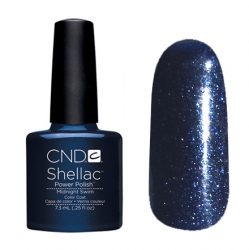 CND Shellac Гель-лак для ногтей Midnight Swim 7,3 мл темно-синий с микроблеском.  