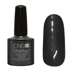 CND Shellac Гель-лак для ногтей Overtly Onyx 7,3 мл стальной темно-темно-серый, с микроблеском.