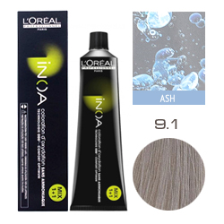 L'Oreal Professionnel Inoa - Краска для волос Иноа 9.1 Очень светлый блондин пепельный 60 мл