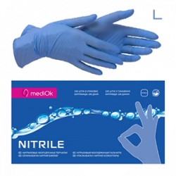 MediOK - Перчатки нитриловые неопудренные - Синие размер L 100шт / 50пар